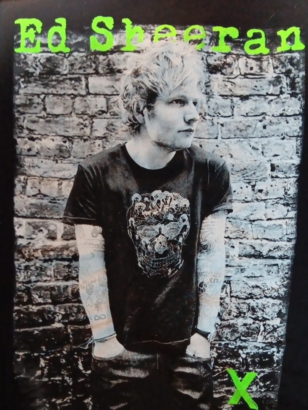 Ed Sheeran Black Graphic Short Sleeve Tee with Neon Green Accents